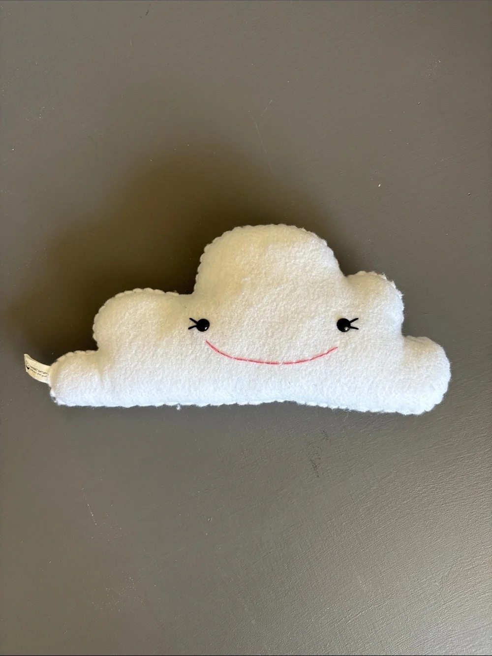 Plush Cloud Toy with Embroidered Face - White